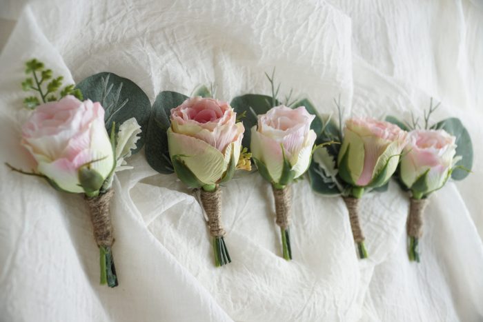Mixed Pink Rose Bud Buttonholes 1